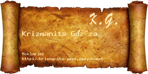 Krizmanits Géza névjegykártya