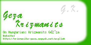 geza krizmanits business card